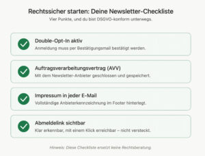 Checkliste Newsletter dsgvo-konform - Double OptIn, AVV, Impressum, Abmeldelink